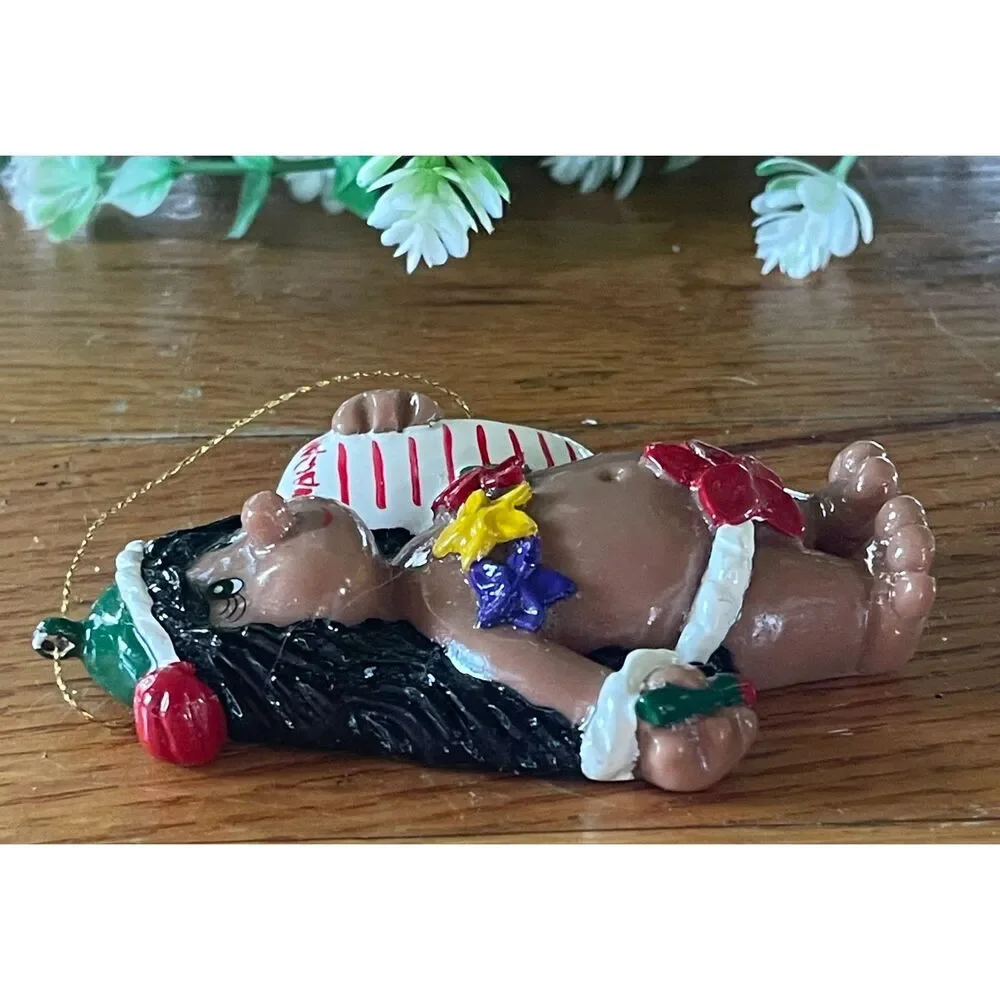 Vintage 1988 Hawaiian Poi People Hula Girl Christmas Ornament w/ Box Hawaii